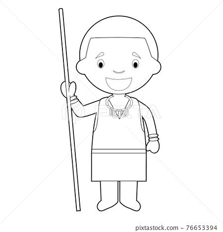 Easy coloring cartoon character from kenya
