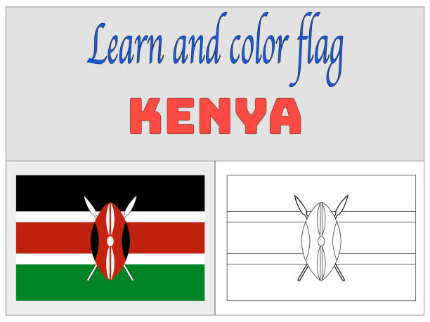 Kenya national flag coloring book for education and learning original colors and proportion simply vector illustration from countries flag set stock illustration