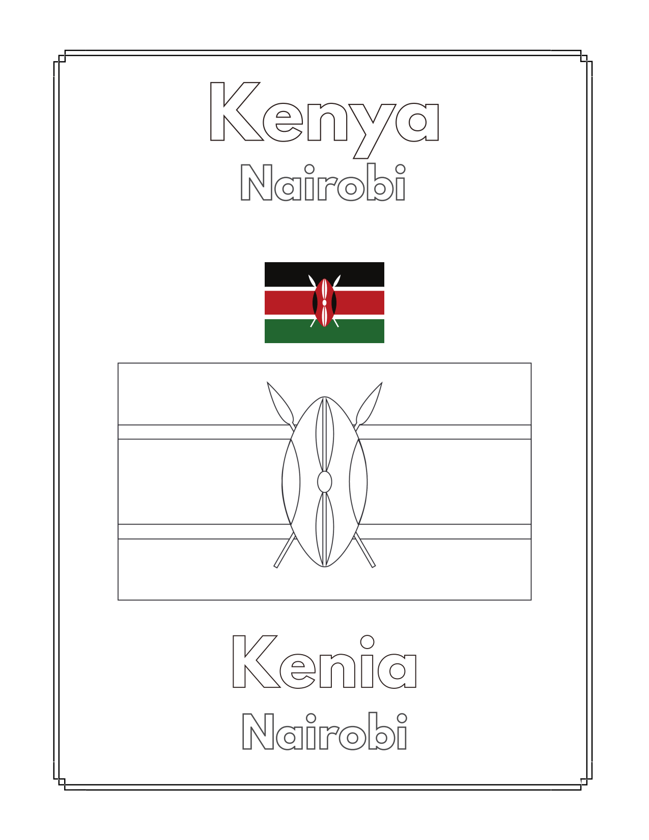 Countries flags capitals in africa bilingual coloring books with audio app
