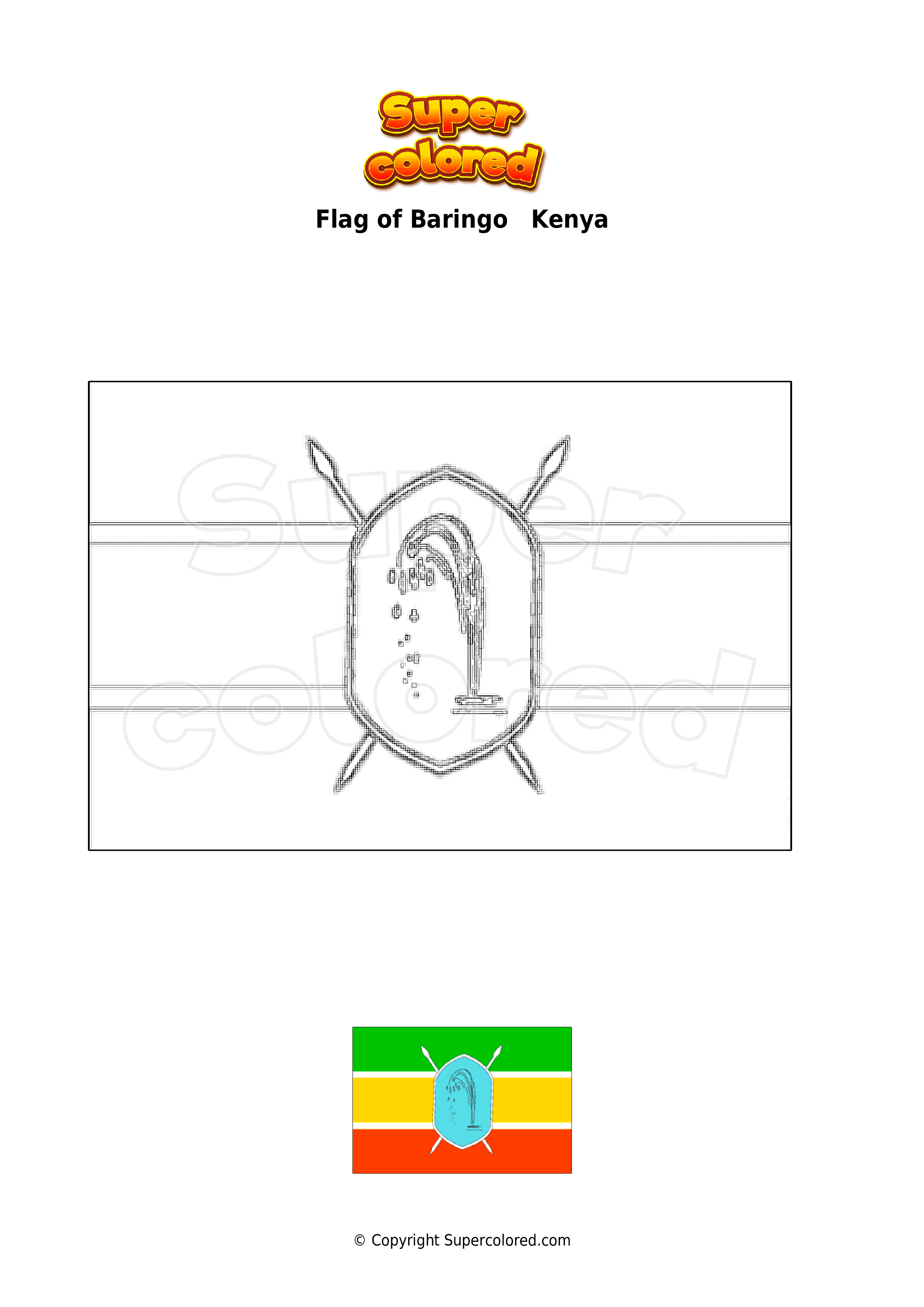 Coloring page flag of baringo kenya