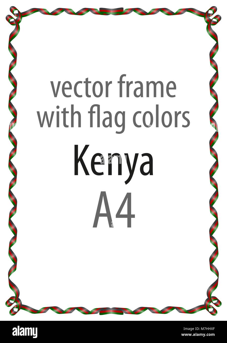 Frame and border of ribbon with the colors of the kenya flag stock vector image art