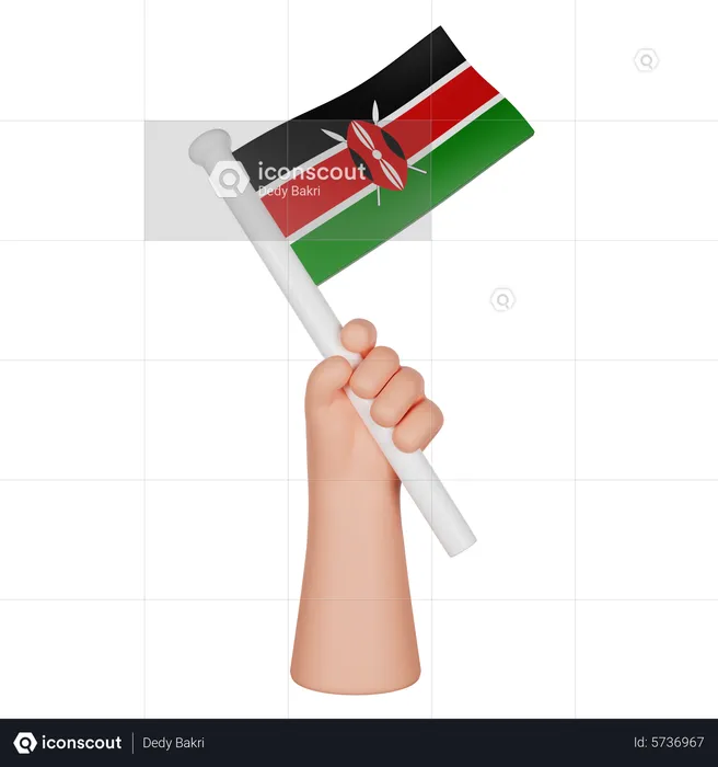 Hand holding a flag of kenya flag d icon download in png obj or blend format