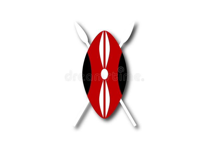 Kenyan flag center shield vector art stock vector