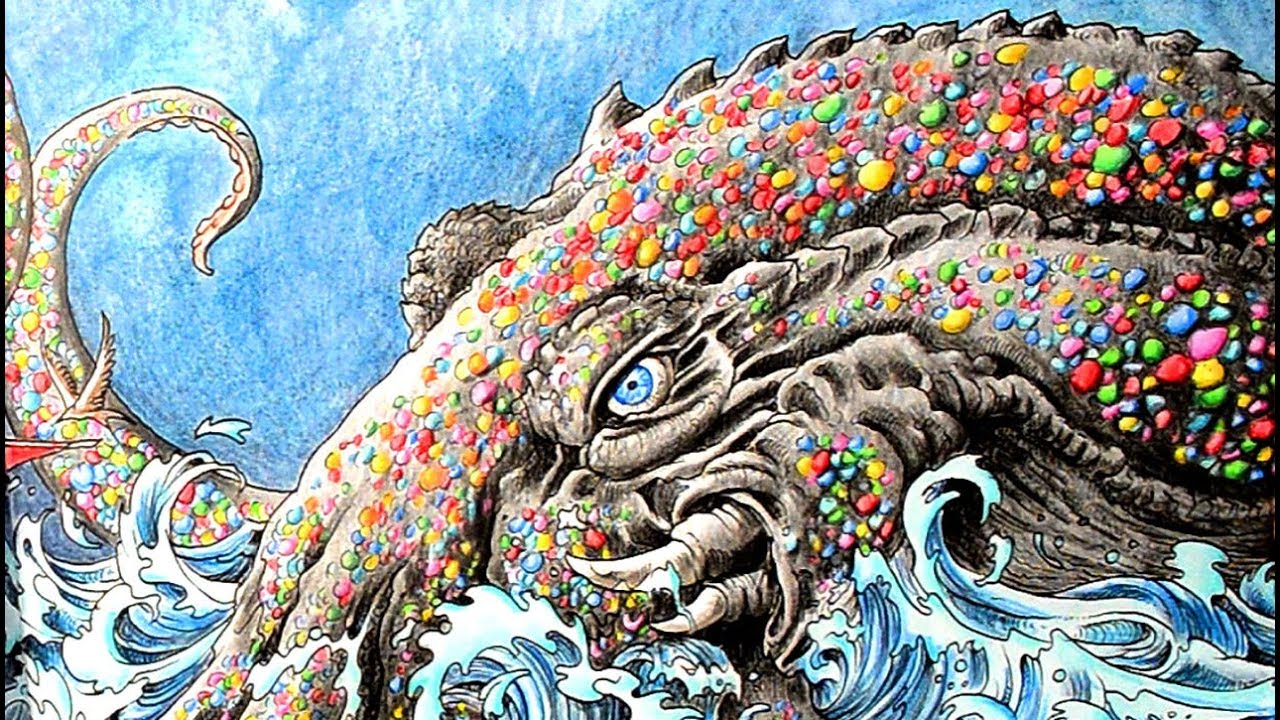 Coloring a page fro colororphia by kerby rosanes