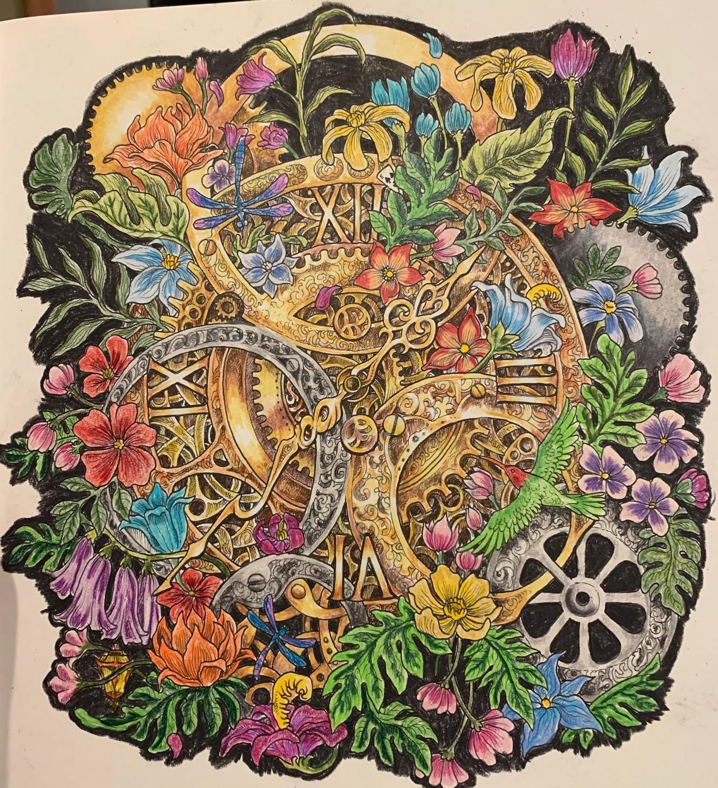 Page from kerby rosanes colormorphia it took me forever to figure out how to color brass but im happy with the result rcoloring