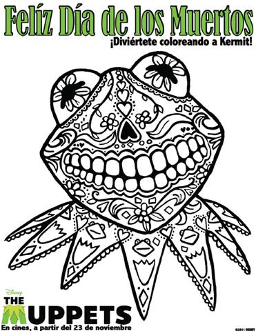 The muppets kermit the frog el dia de los muertos the day of the dead free coloring sheet