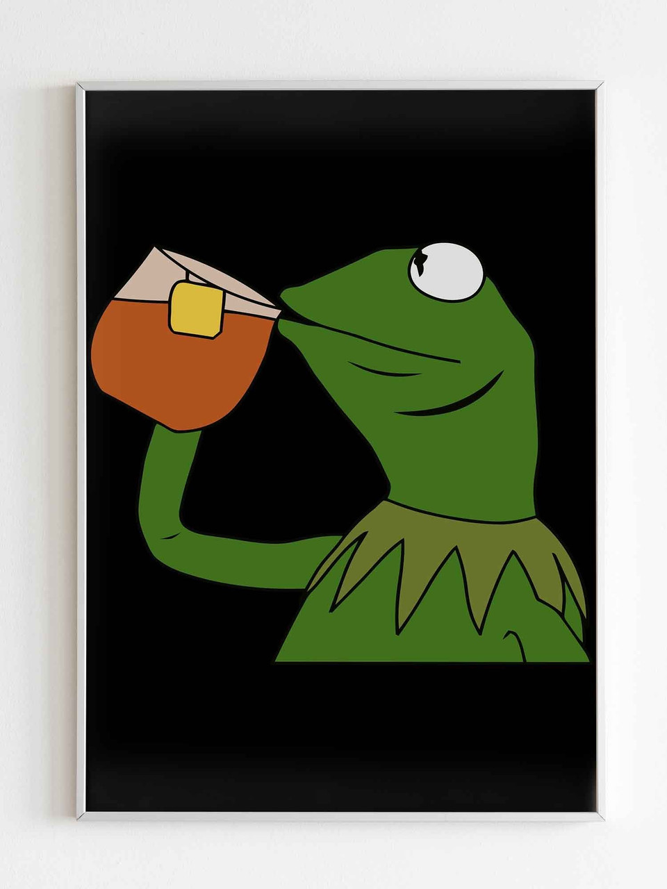 Kermit the frog sipping tea poster