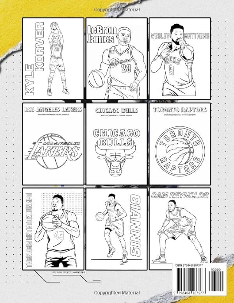 Nba all stars coloring book lebron james kevin durant kawhi leonard stephen curry russell westbrook and all your favorite team logo colouring pages high quality for kids and adults fetty