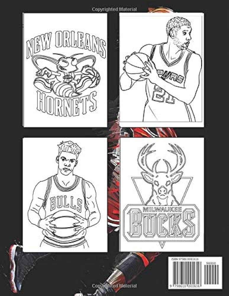 Nba all stars coloring book lebron james kevin durant kawhi leonard stephen curry russell westbrook and all team logo luka doncic books