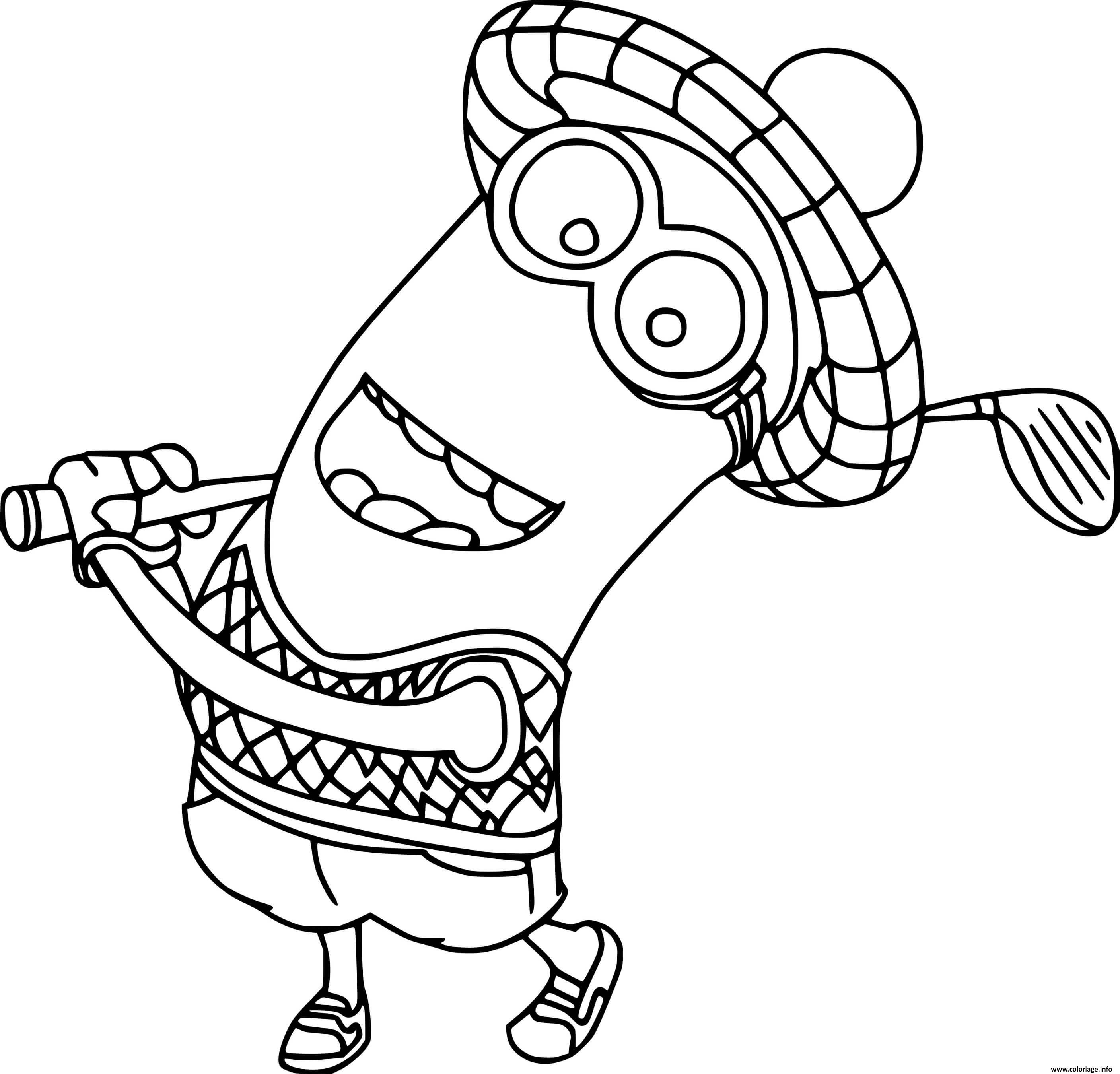Kevin minion swings the golf club dessin minions ã imprimer