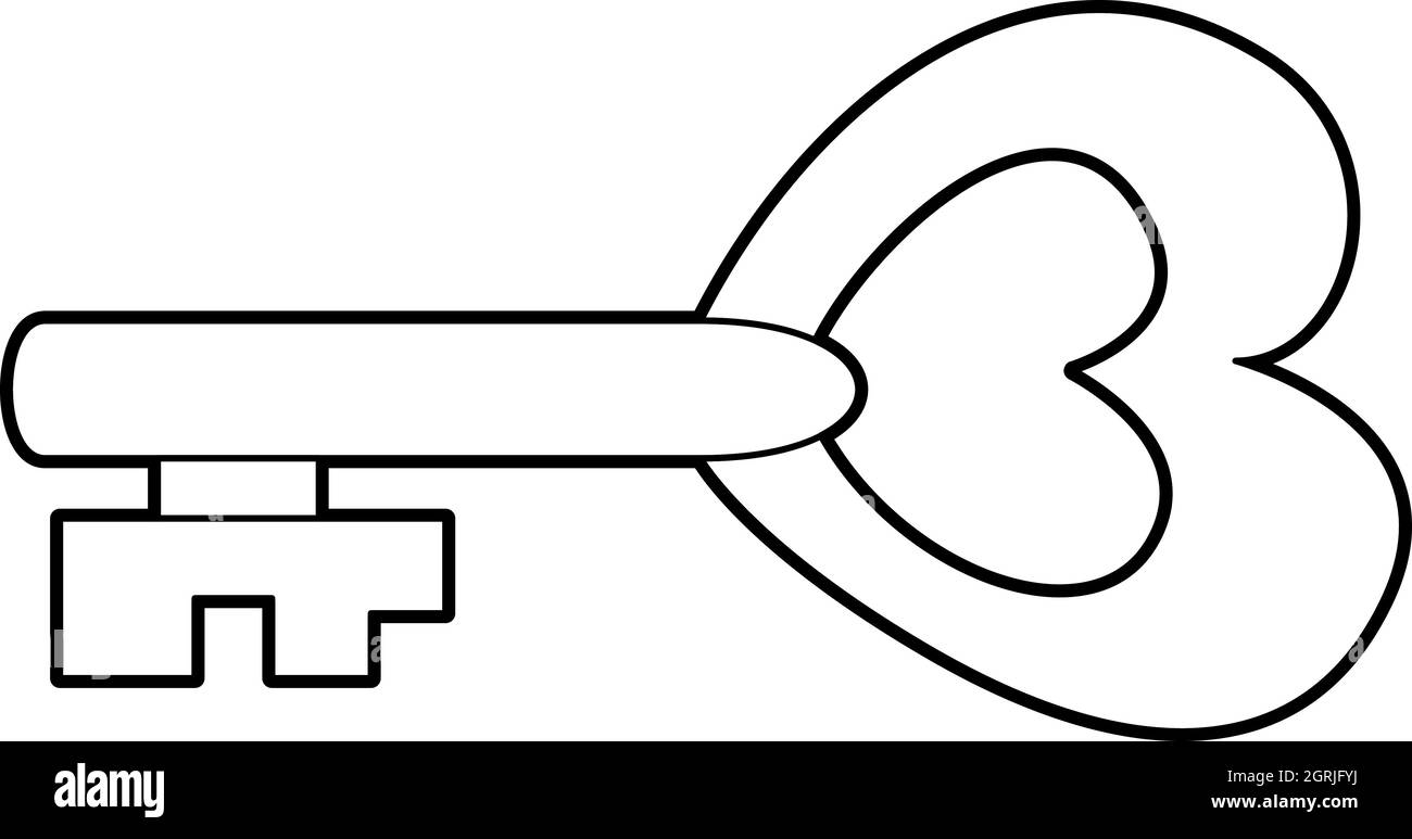 Key to heart icon outline style stock vector image art
