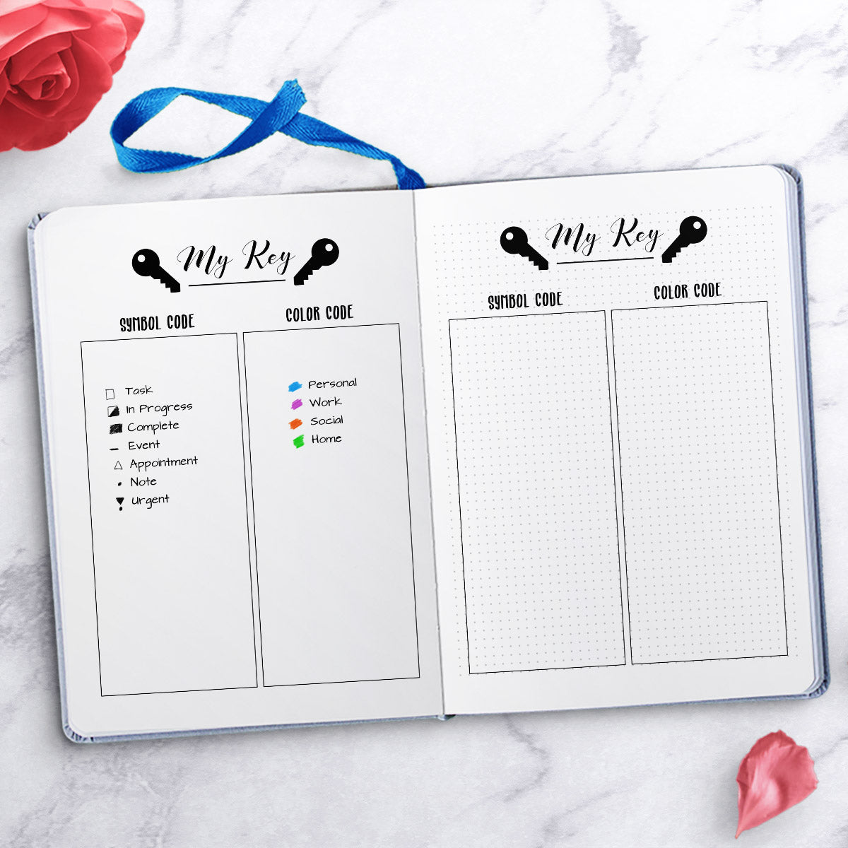 Free printable bullet journal key page