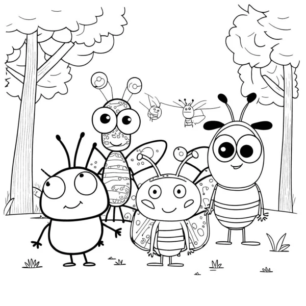 Black white coloring pages kids simple lines cartoon style happy stock illustration by george