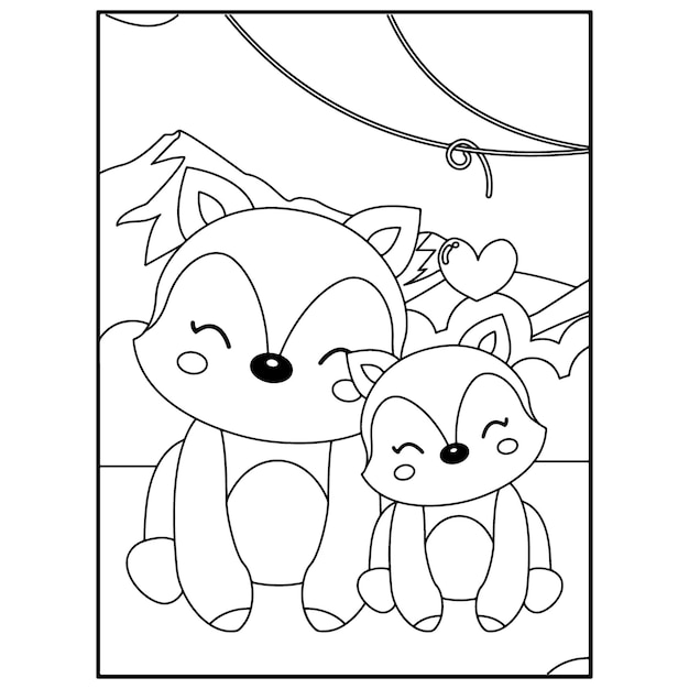 Premium vector cute animals coloring pages for kids