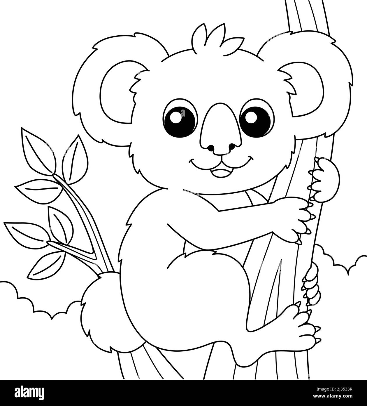 Koala animal coloring page for kids stock vector image art
