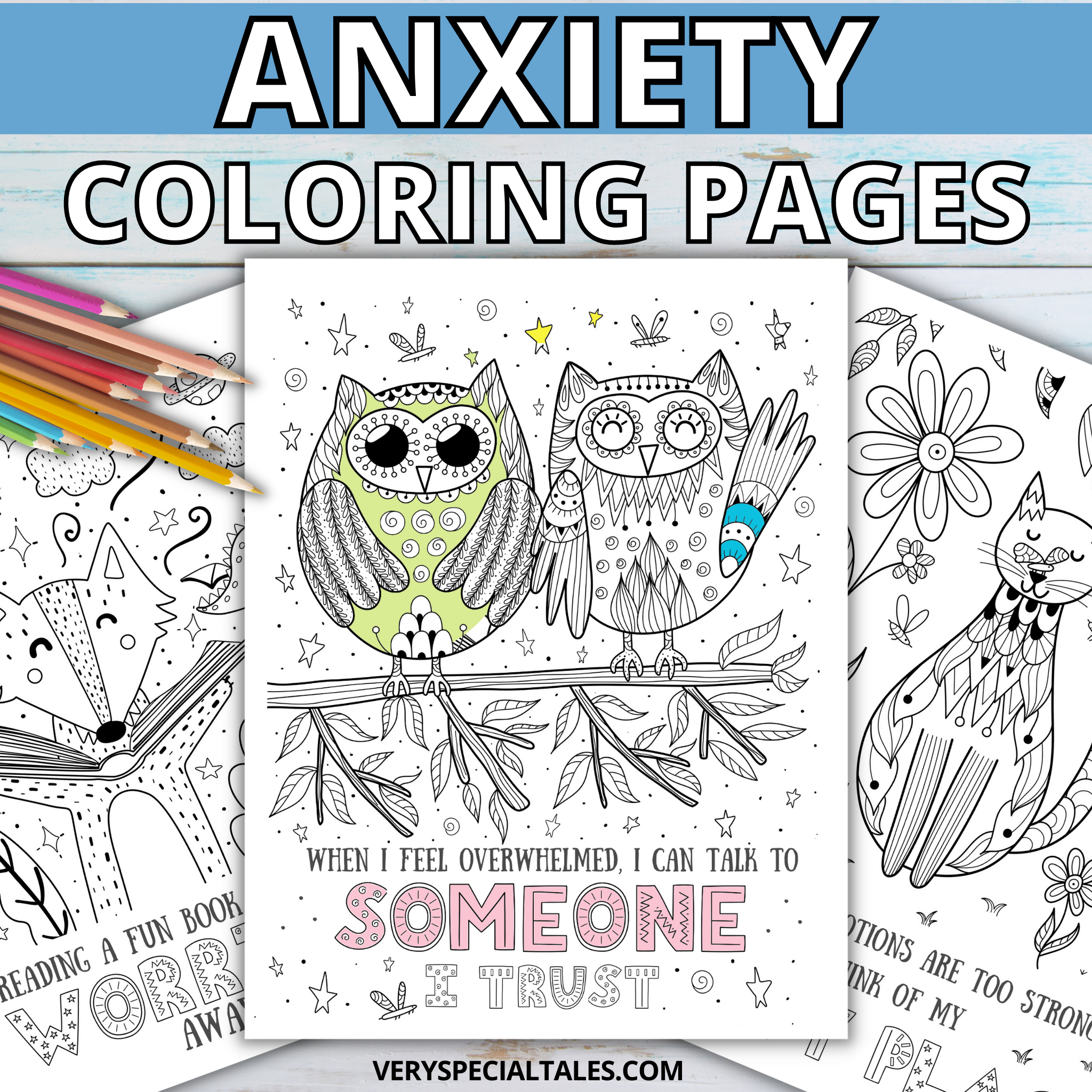 Color relax cute animals coloring pages with calm