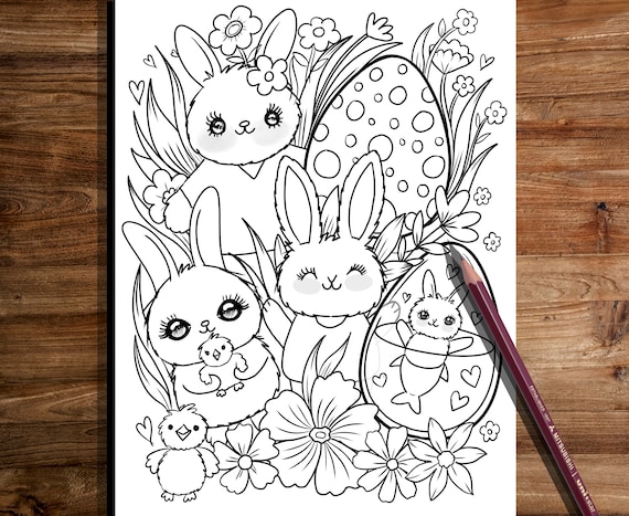 Printable cute easter coloring page hand
