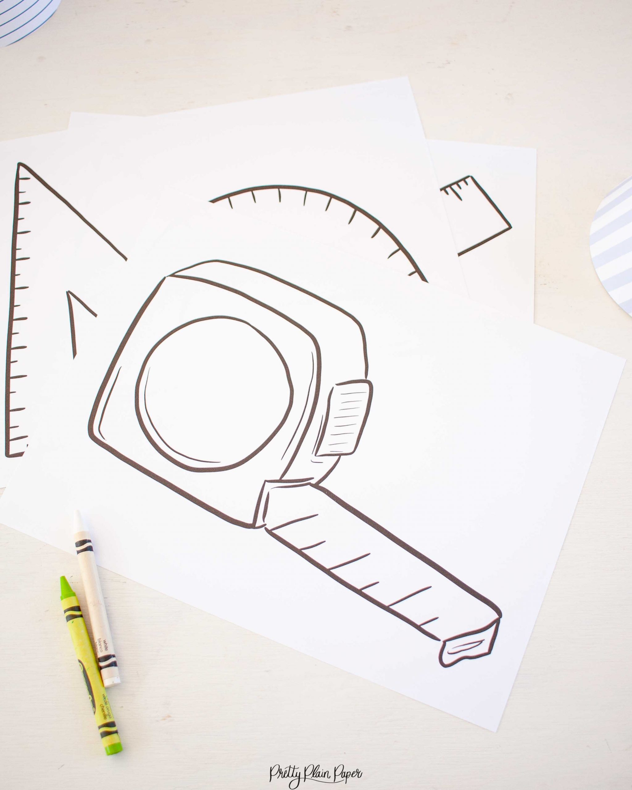 Tape measure ruler measuring tools coloring pages