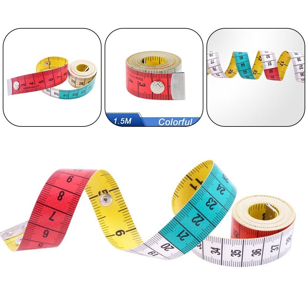 Vibrant lor tape measure with buttons perfect for tailoring and crafting