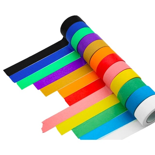 Co pc colored making tape kid art upplie colored tape diy craft tape colored tape roll colored painter tape