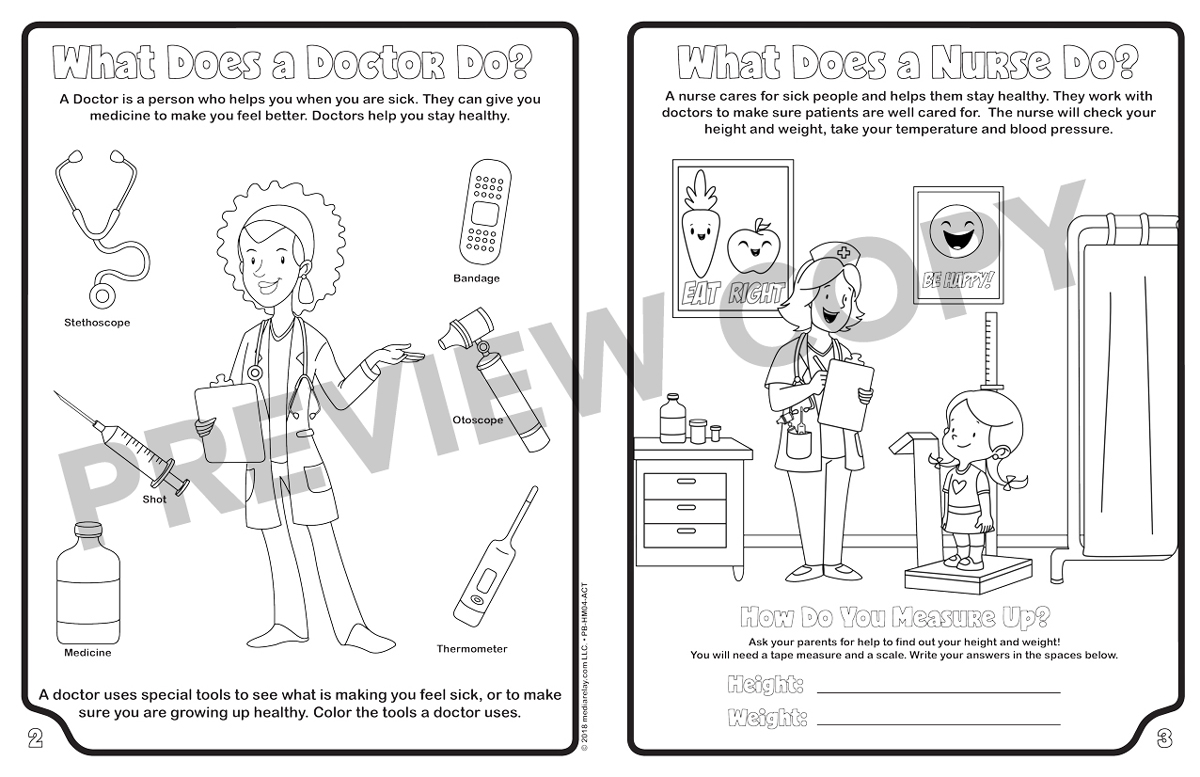 A trip to the doctor learning coloring activity books