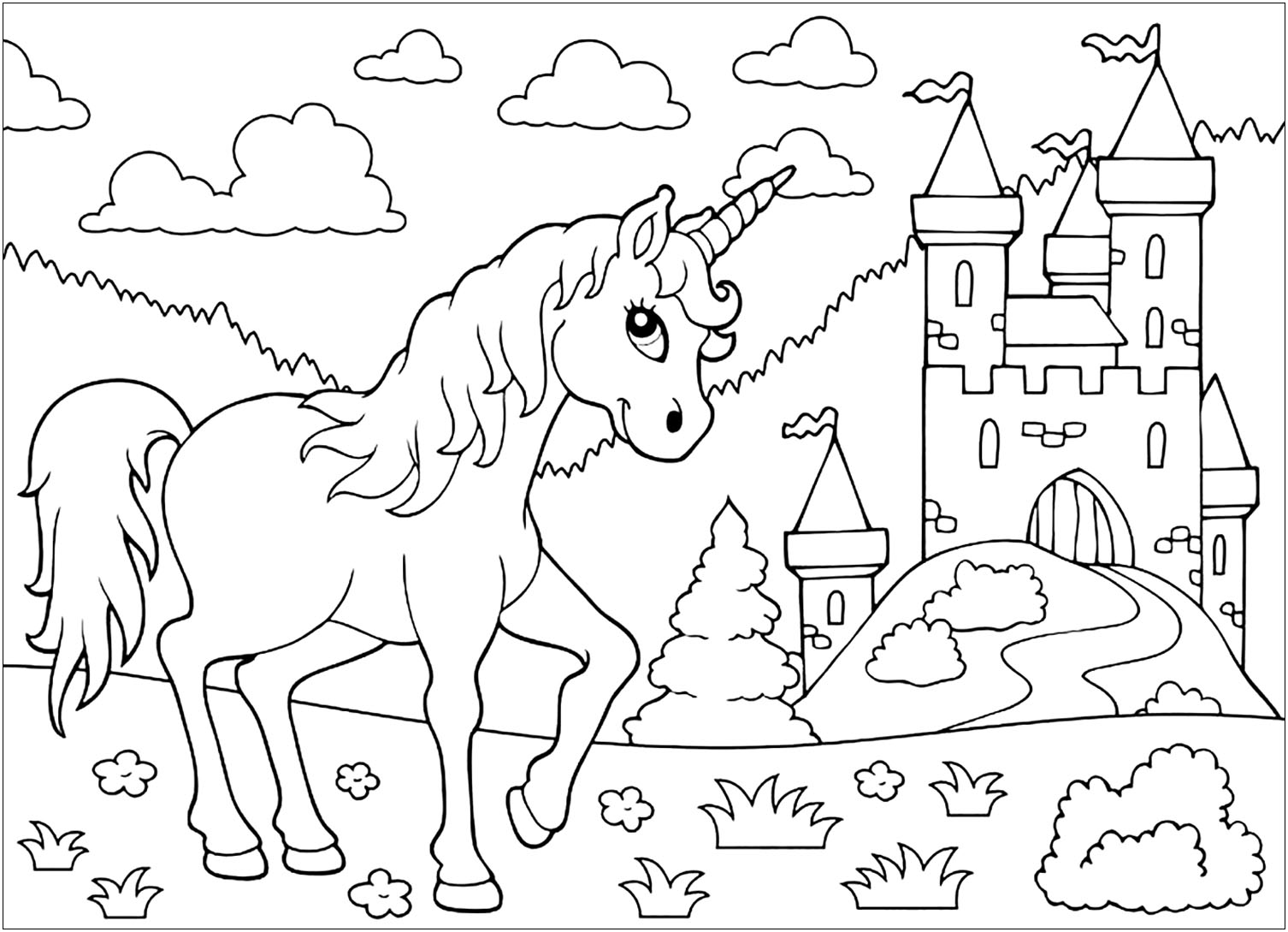 Unicorn coloring pages for kids