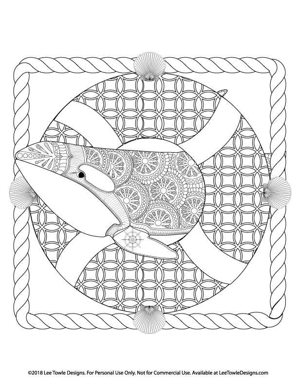 Fantasy killer whale advanced coloring page for adults