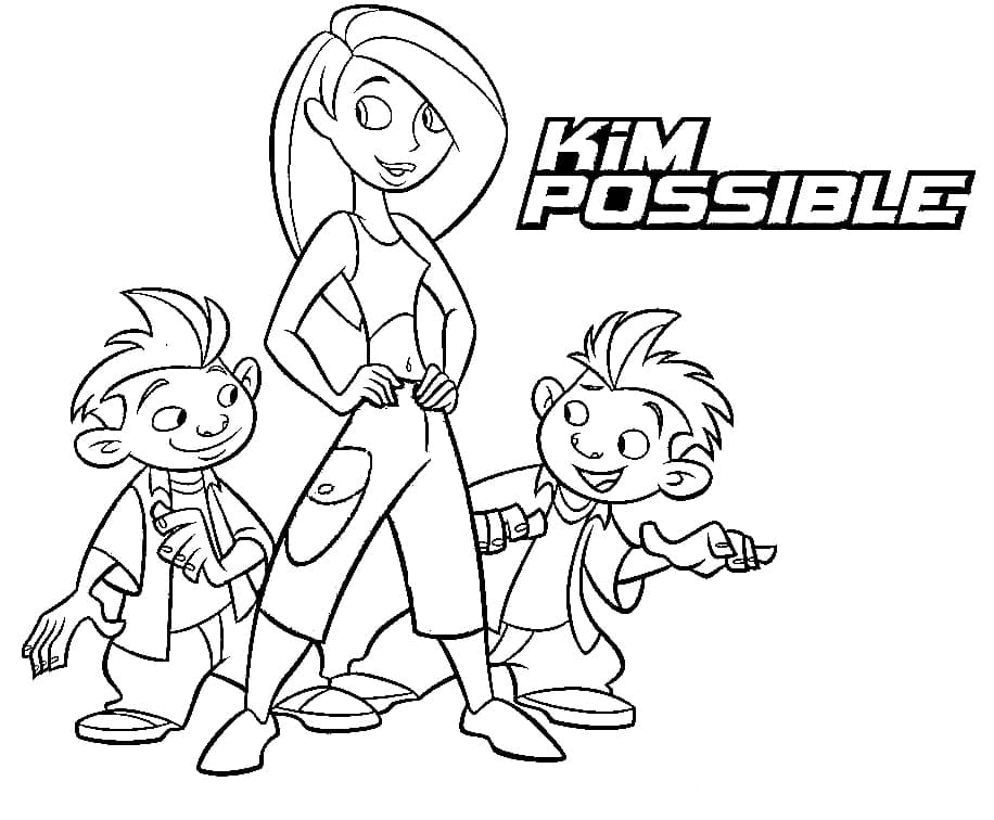 Kim possible with jim and tim coloring page