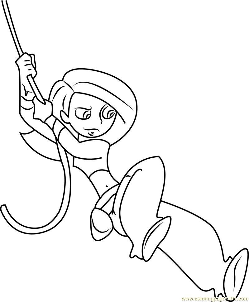 Kim possible with rope coloring page for kids