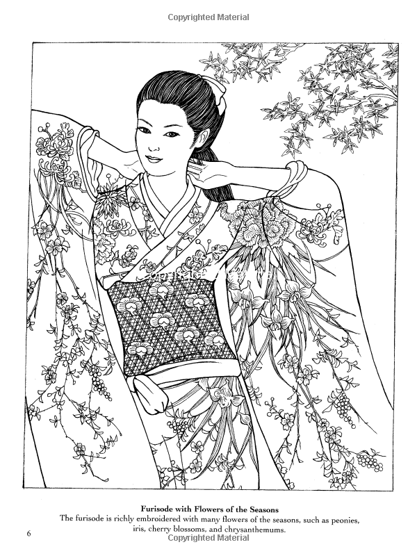 Japanese kimono designs dover fashion coloring book designs coloring books creative haven coloring books fashion coloring book