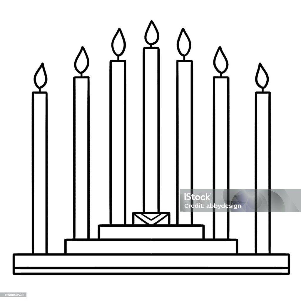 Kwanzaa kinara isolated coloring page for kids stock illustration