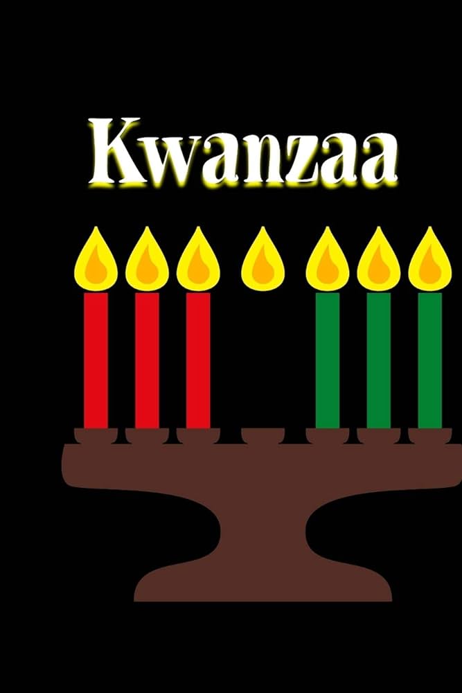 Kwanzaa black cover kinara candle color page interior guided prompt lined journal affirmations thoughts gratitude new year visions