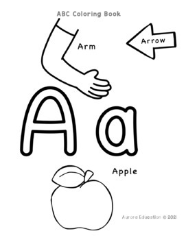 Abc coloring book for back to school for preschool and kindergarten