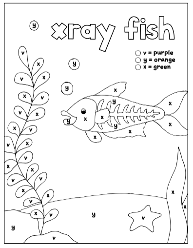 Worksheets for kindergarten and preschool â color by letter coloring pages set letters v y x
