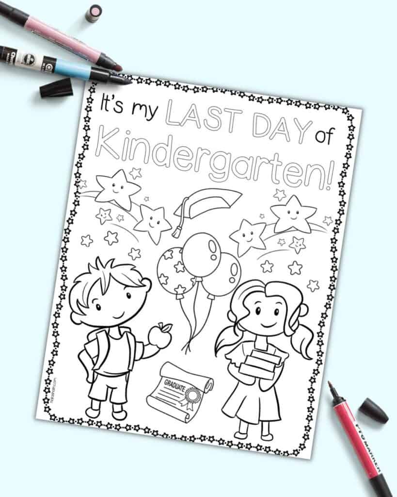 Free printable last day of kindergarten coloring page