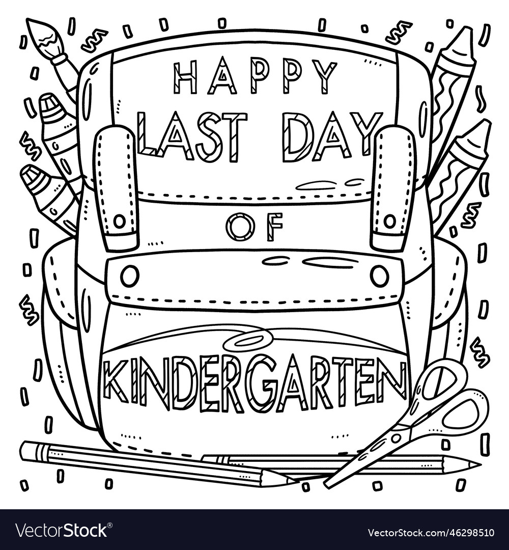 Happy last day of kindergarten coloring page vector image