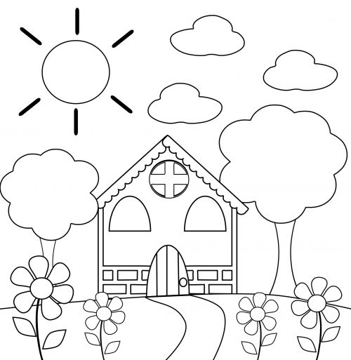Preschool coloring page â house