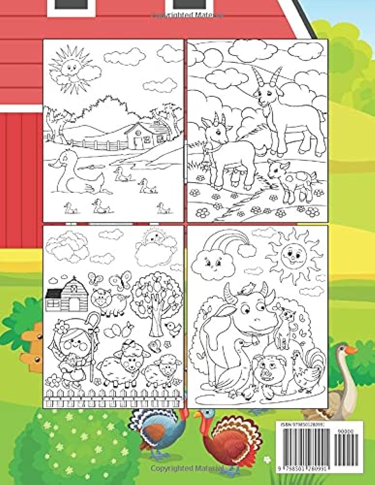 Kids farm animals coloring book printable farm animal coloring pages for kids ages