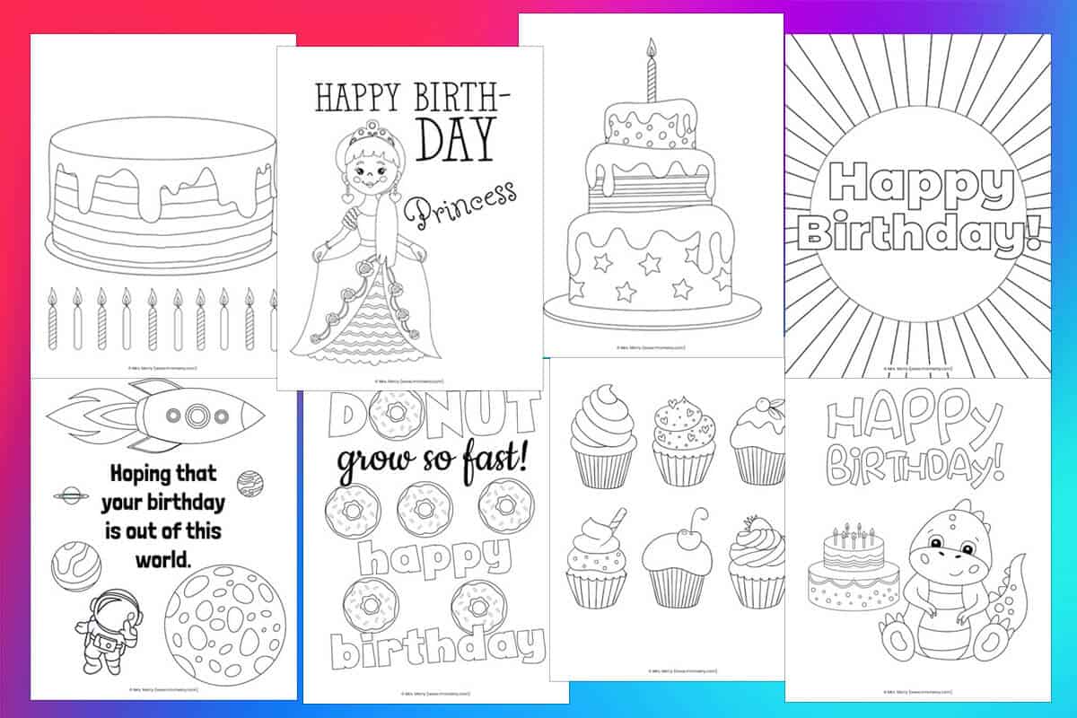 Free happy birthday coloring pages for kids mrs merry