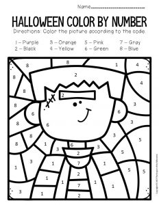 Color by number halloween preschool worksheets