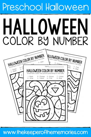 Color by number halloween preschool worksheets