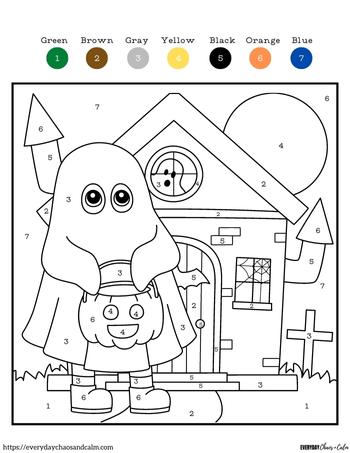 Free halloween color by number printables