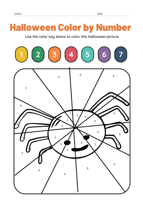 Halloween color by number printable worksheets free â