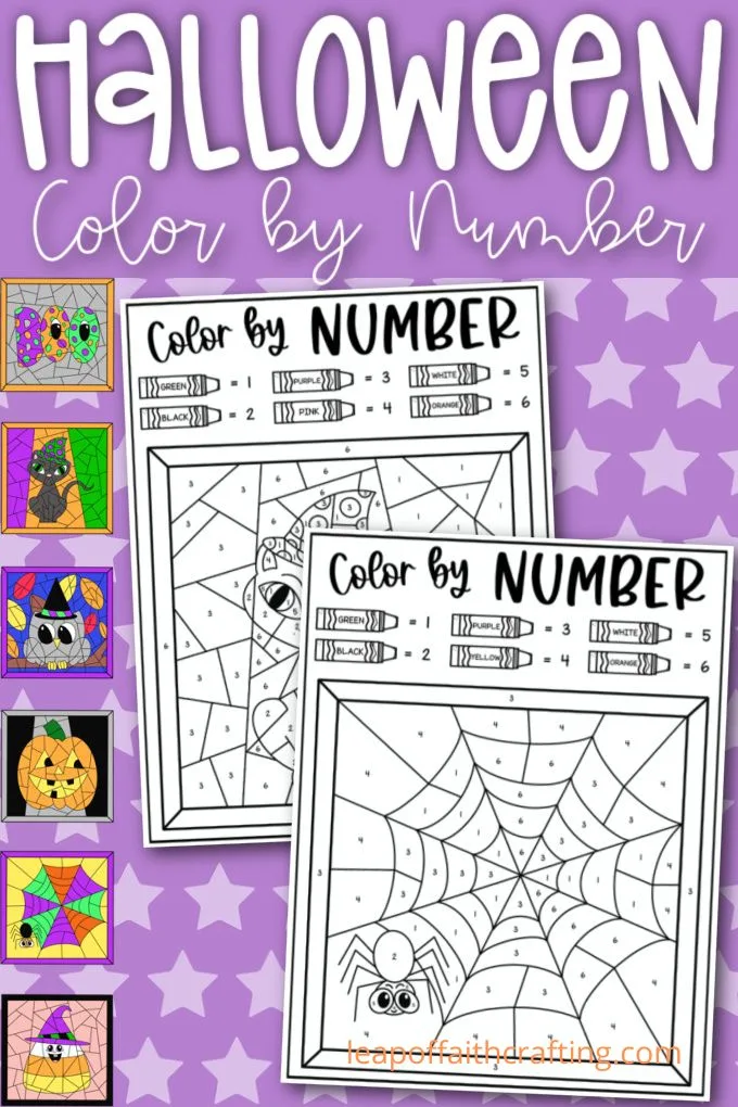 Free halloween color by numbers pages