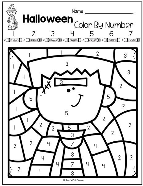Free halloween color by number printables