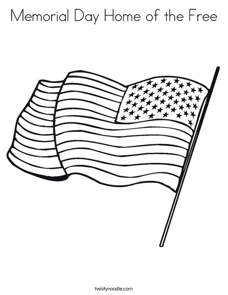 Memorial day home of the free coloring page