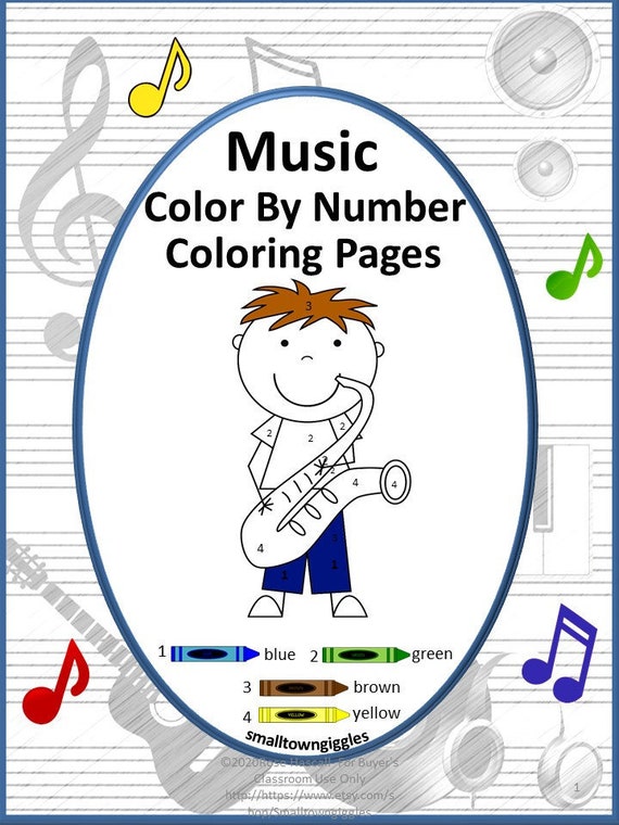 Music color by number color by code early childhood digital down load math centers early finishers music instruments printable