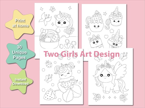 Unicorns printable coloring pages for kids coloring page coloring sheet for preschooler kindergarten paint activity colouring book kawaii