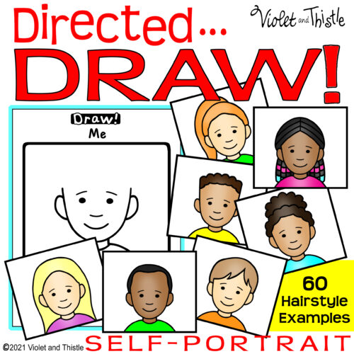 Directed drawing self portrait template back to school write learn how to draw step by step guide made by teachers