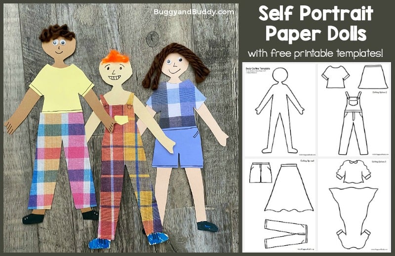 Self portrait paper doll craft with printable templates